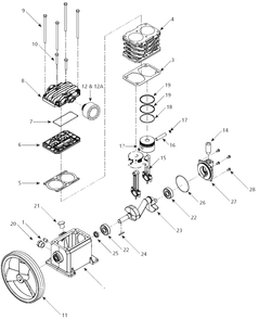 Pump Parts Diagram and Parts List for VT490000AV  Campbell Hausfeld Compressor